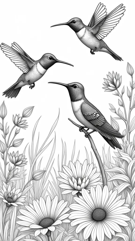 hummingbirds coloring pages